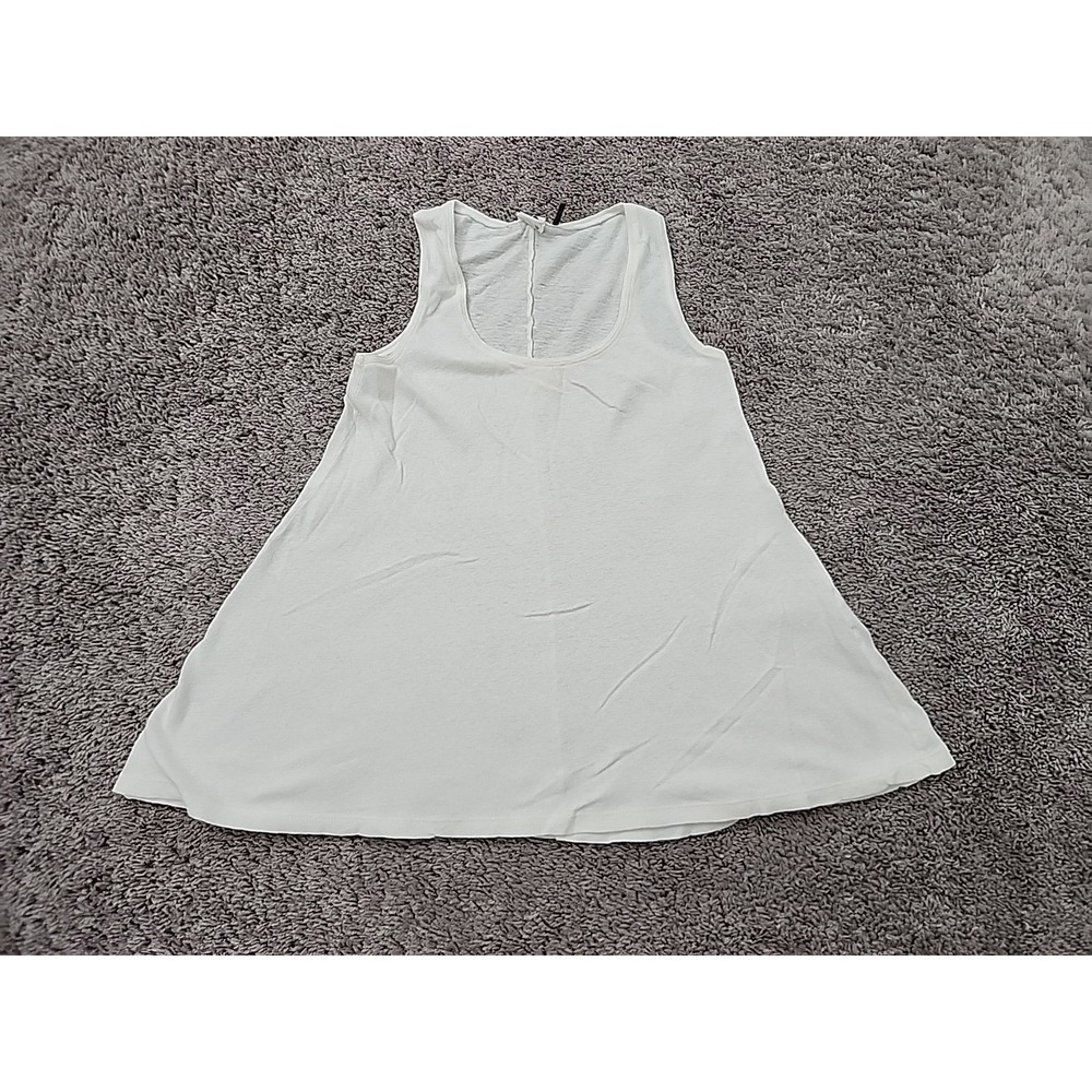 Akemi + Kin A-Line Tank Top Womens XS White Scoop Neck Flared Swing Linen Blend